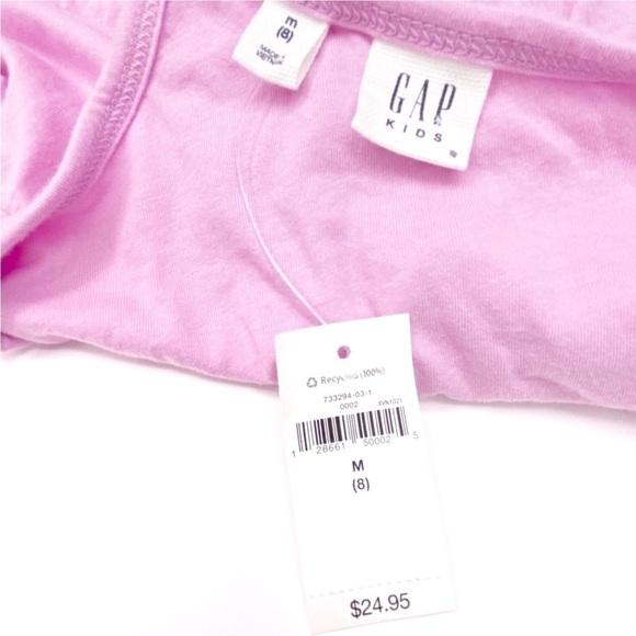 Gap Kids Girl’s Pink Racerback Cotton Tank Top Size Medium 8 Embroidered New NWT - Picture 6 of 7